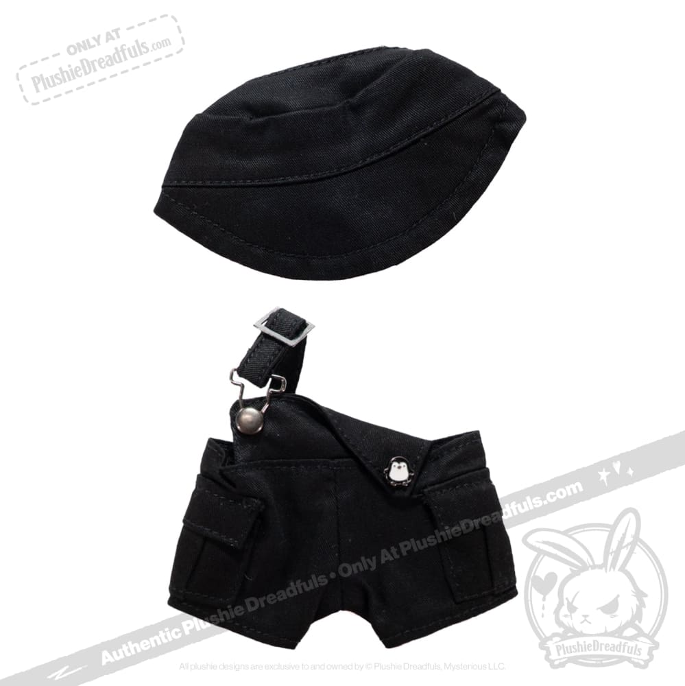 Mini Plush Outfit - Black off the Shoulder Overalls - Image 4