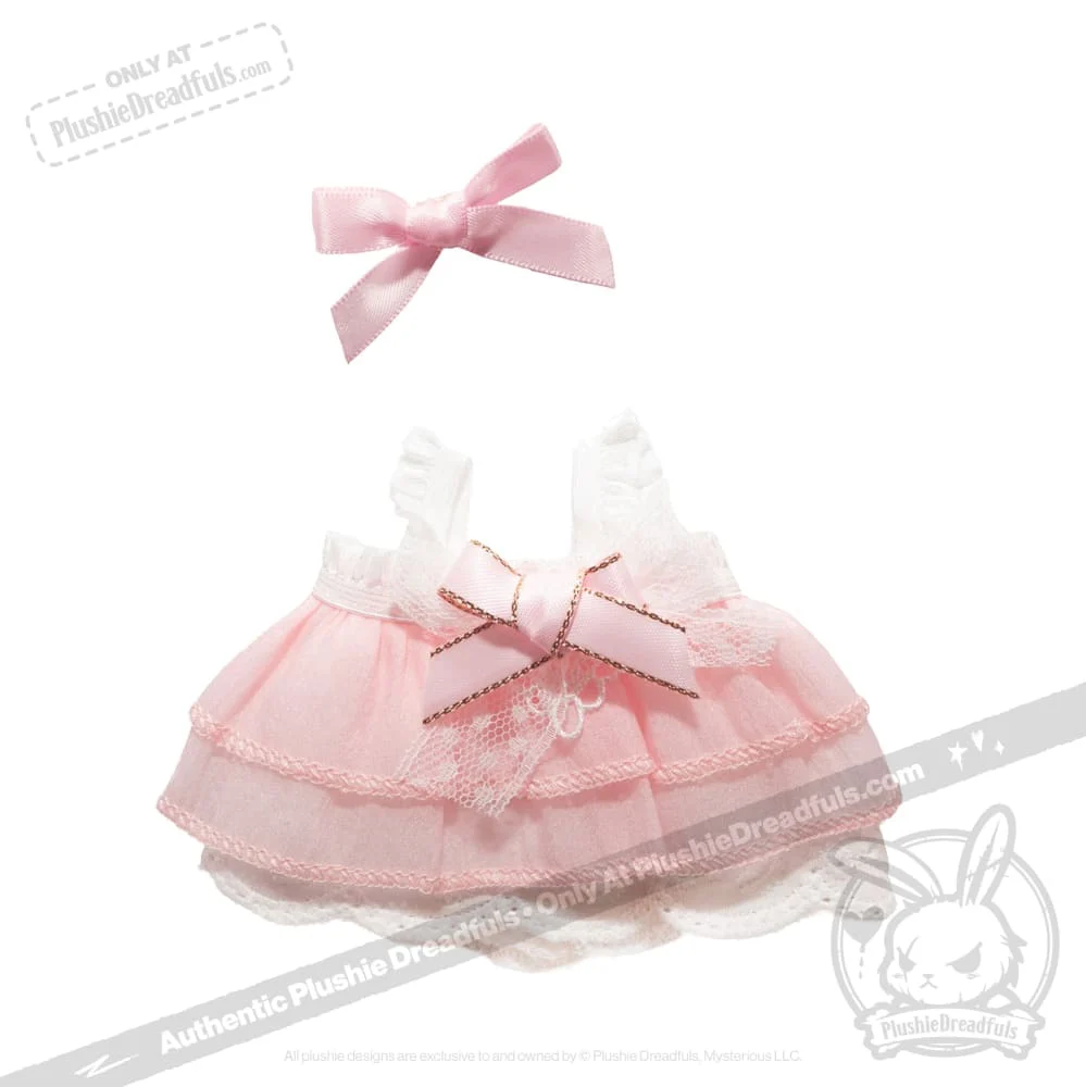 Mini Plush Outfit - Frilly Pink Two Tier Dress - Image 3