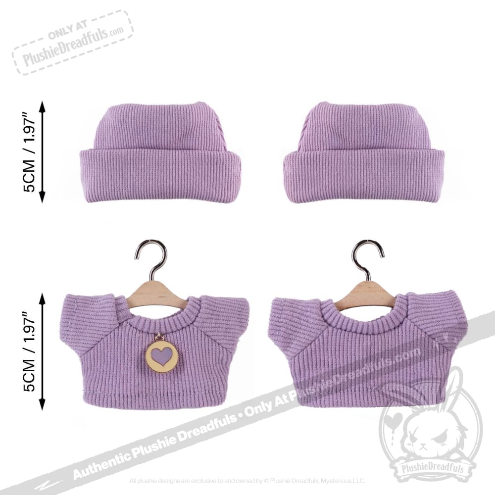Mini Plush Outfit - Purple Sweater and Beanie - Image 2