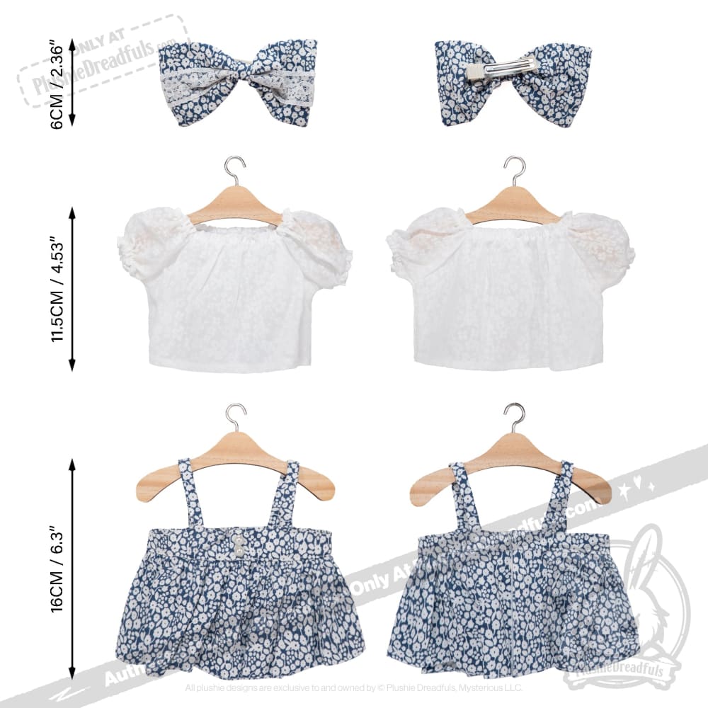 Plush Outfit -Blue Floral Jumper Skirt - Image 3