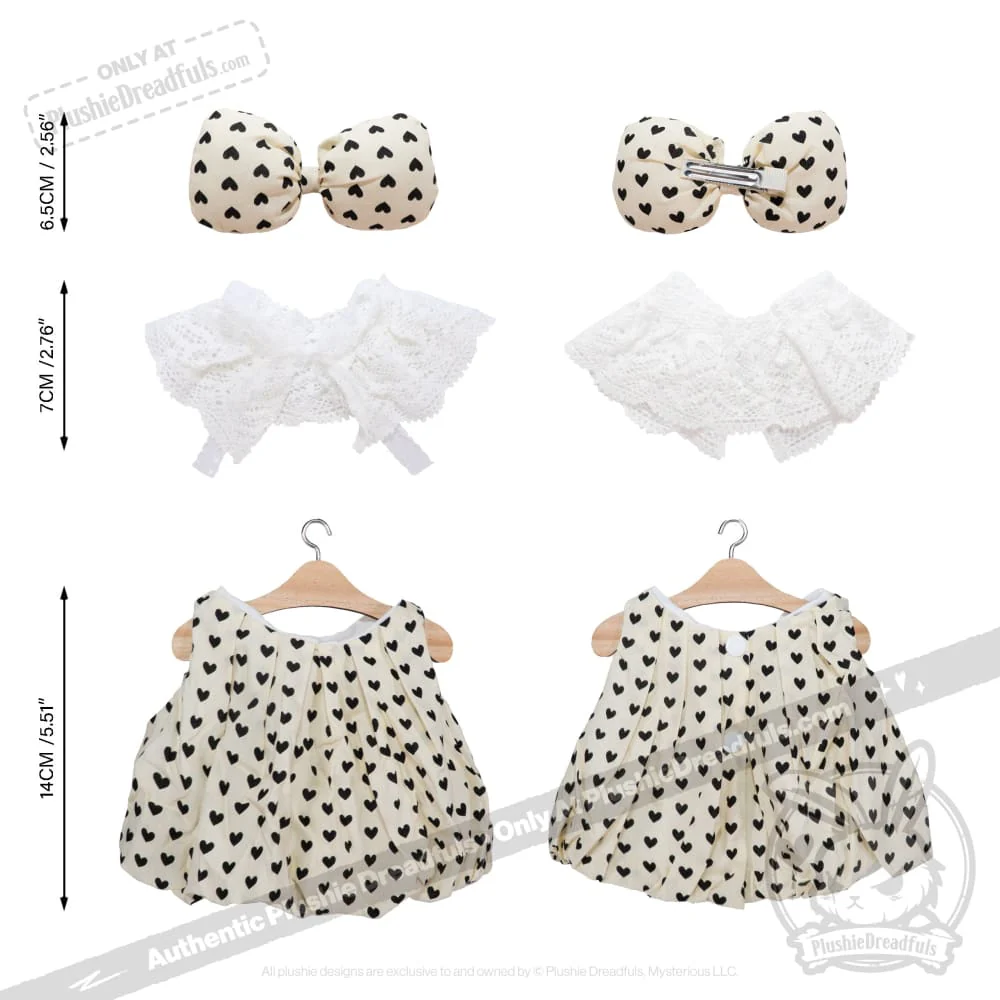Plush Outfit -Cream with Black Hearts Dress - Image 2