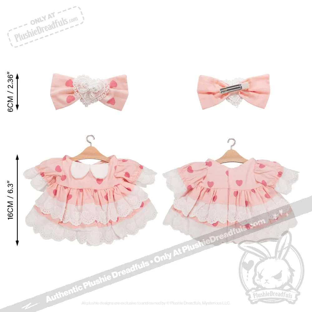 Plush Outfit - Pink Polka Dot Ruffle Dress Outfit - Image 2
