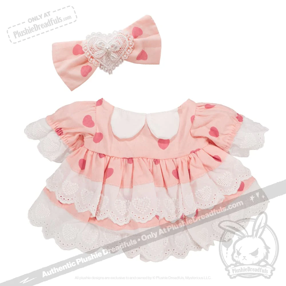 Plush Outfit - Pink Polka Dot Ruffle Dress Outfit - Image 6