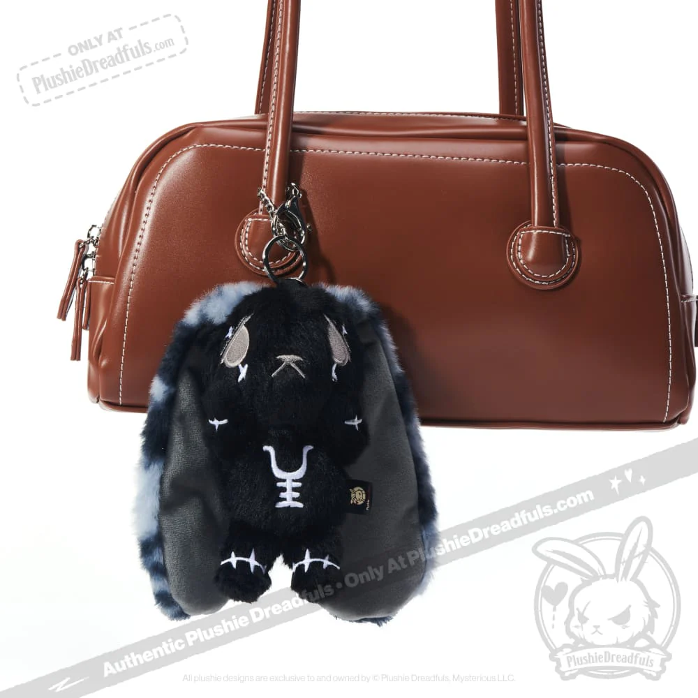 Plushie Dreadfuls - Black Anxiety Rabbit Plush Keychain Accessory - Image 12