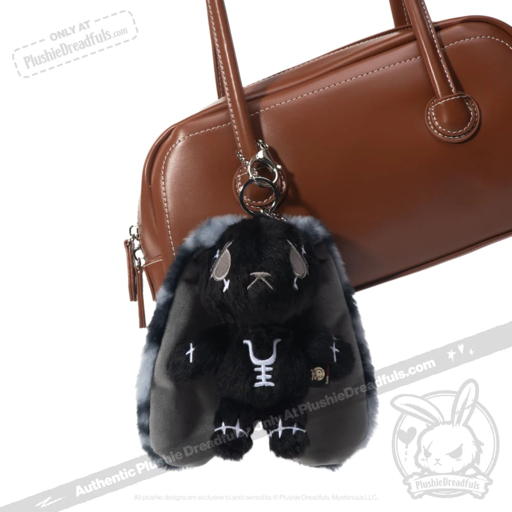 Plushie Dreadfuls - Black Anxiety Rabbit Plush Keychain Accessory - Image 13