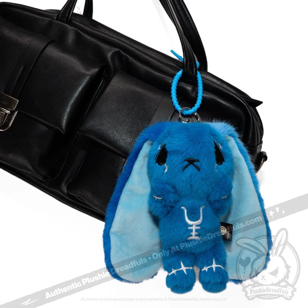 Plushie Dreadfuls - Blue Anxiety Rabbit Plush Keychain Accessory - Image 4