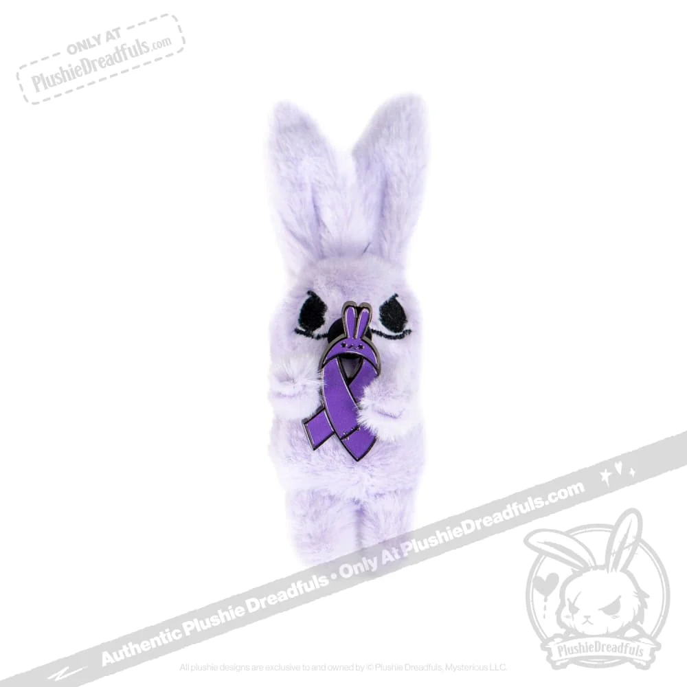 Plushie Dreadfuls - Bunny Awareness Ribbon Enamel Pin - Image 3