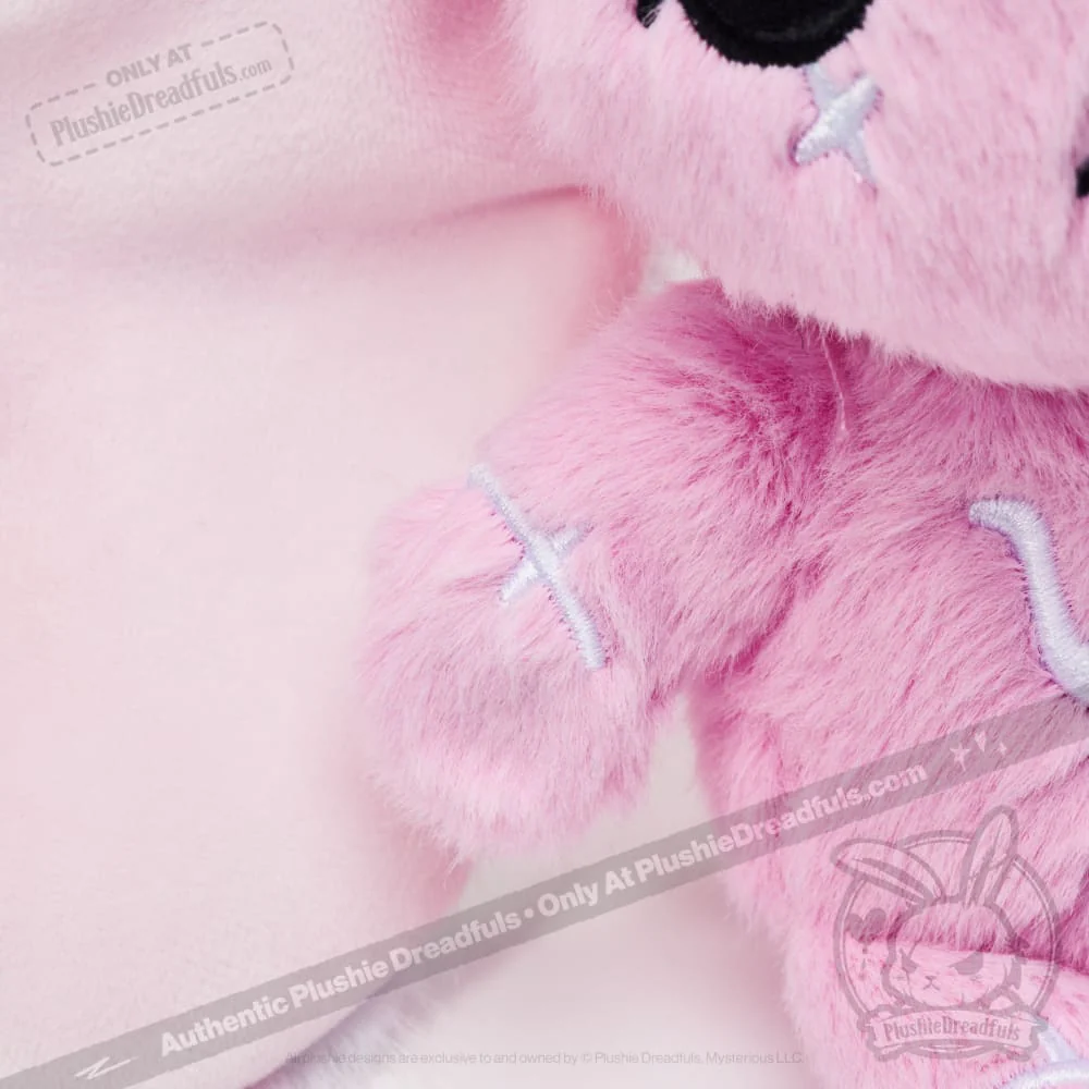 Plushie Dreadfuls - Pink Anxiety Rabbit Plush Keychain Accessory - Image 5
