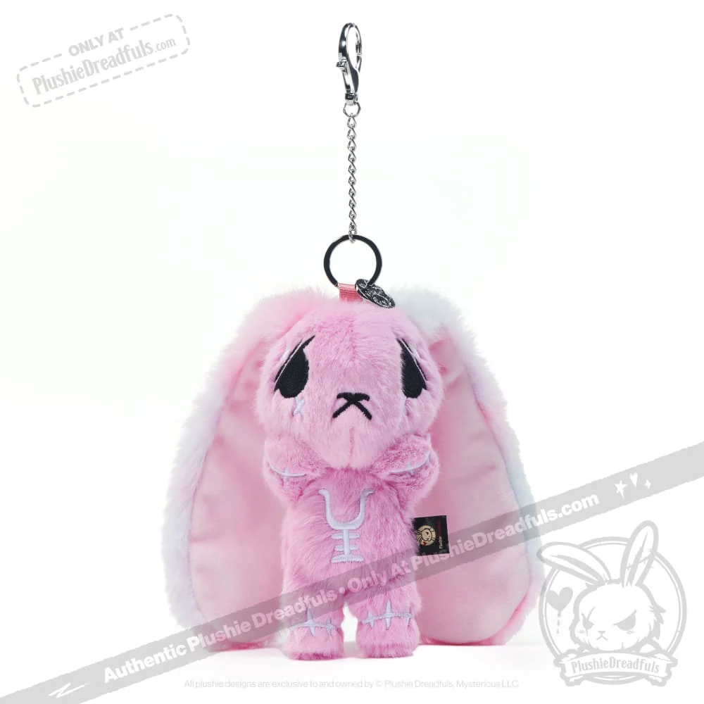 Plushie Dreadfuls - Pink Anxiety Rabbit Plush Keychain Accessory - Image 8