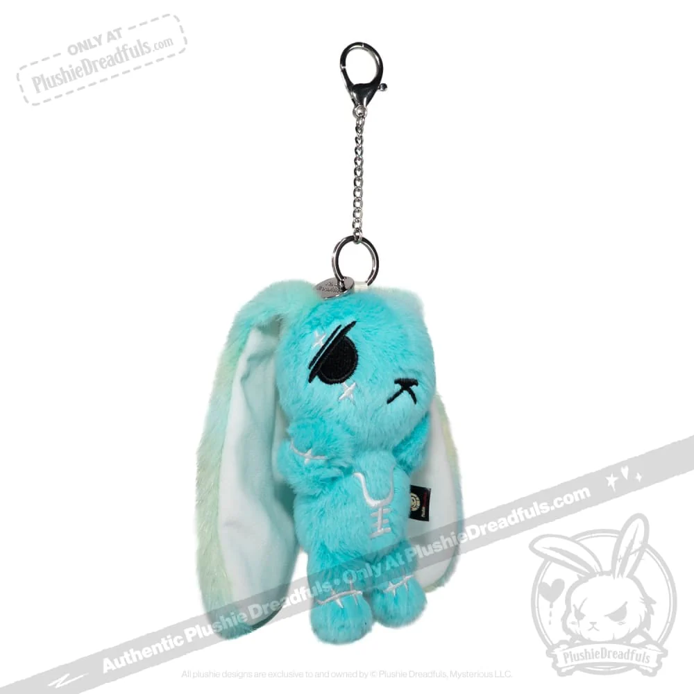 Plushie Dreadfuls -Teal Anxiety Rabbit Plush Keychain Accessory - Image 10