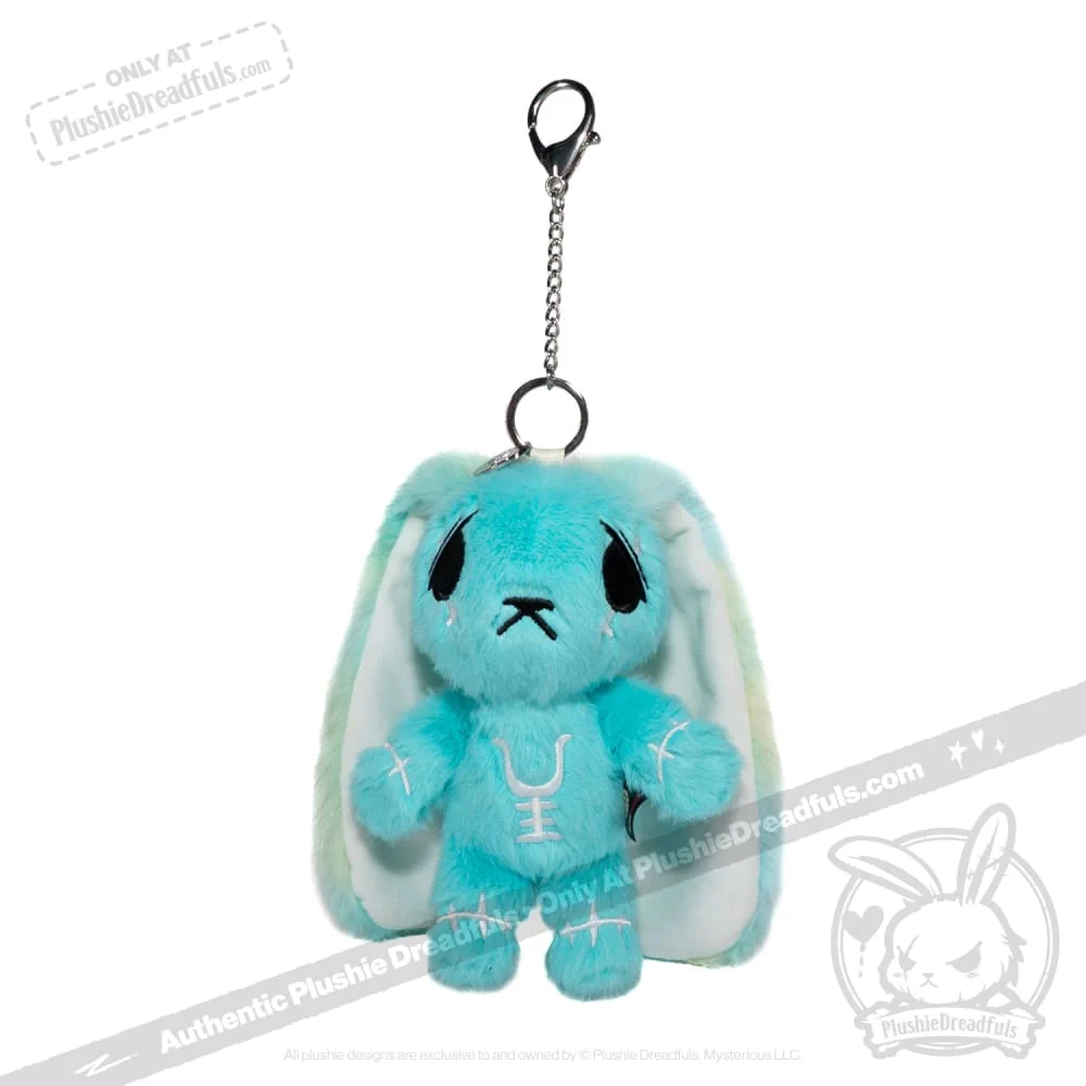 Plushie Dreadfuls -Teal Anxiety Rabbit Plush Keychain Accessory - Image 11