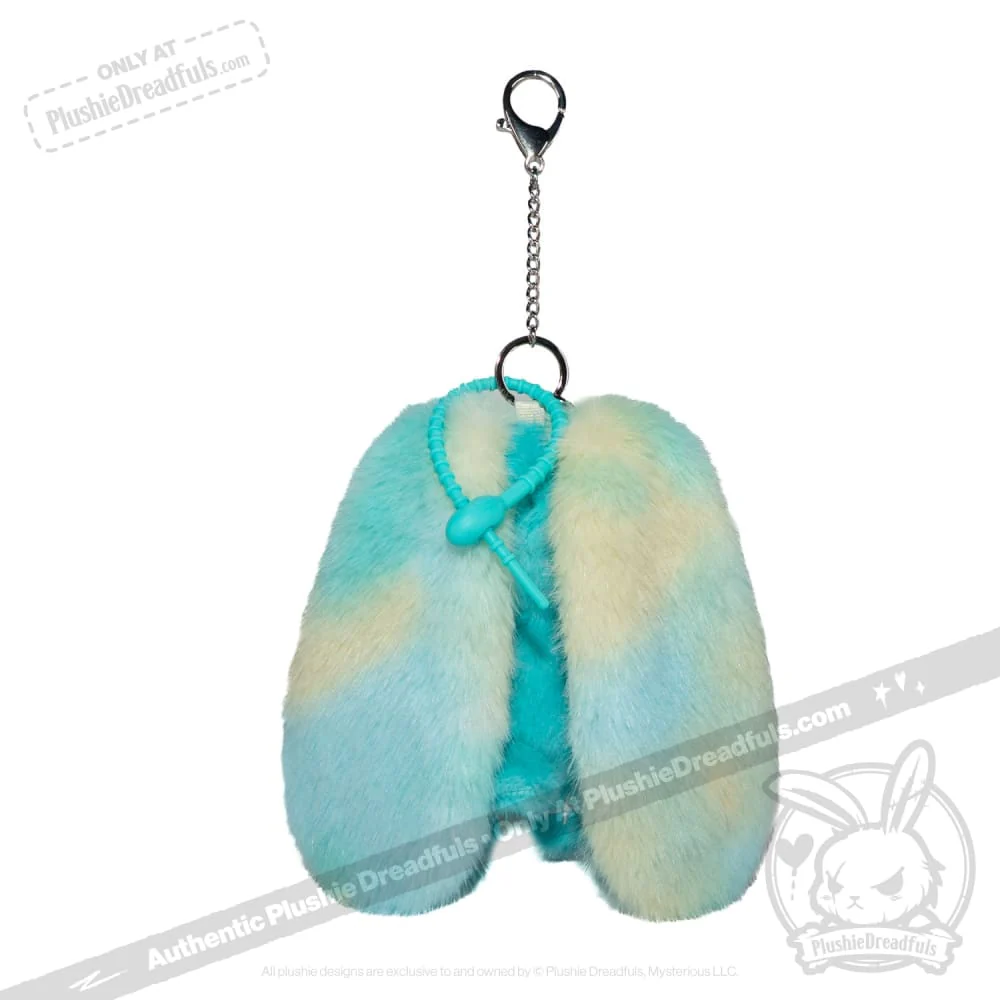 Plushie Dreadfuls -Teal Anxiety Rabbit Plush Keychain Accessory - Image 5
