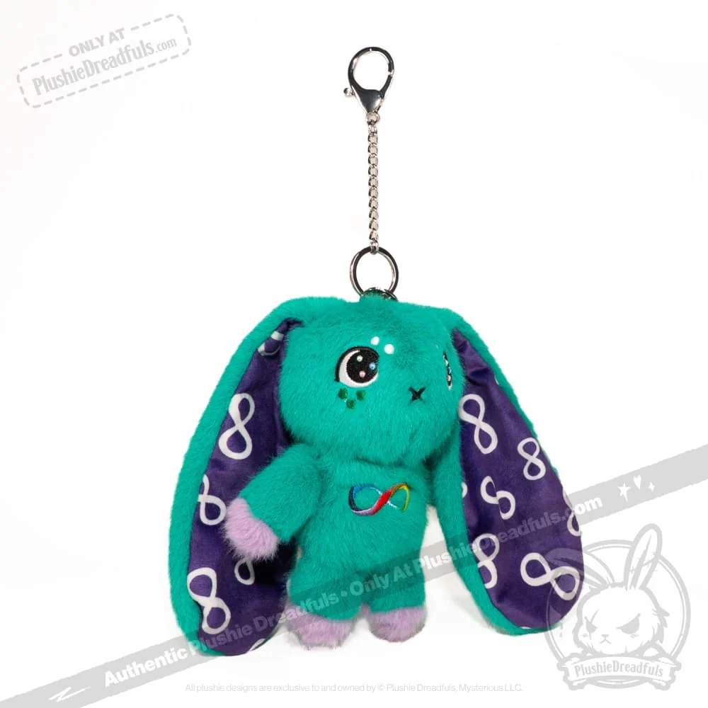 Plushie Dreadfuls - Teal Autism Rabbit Plush Keychain Accessory - Image 4