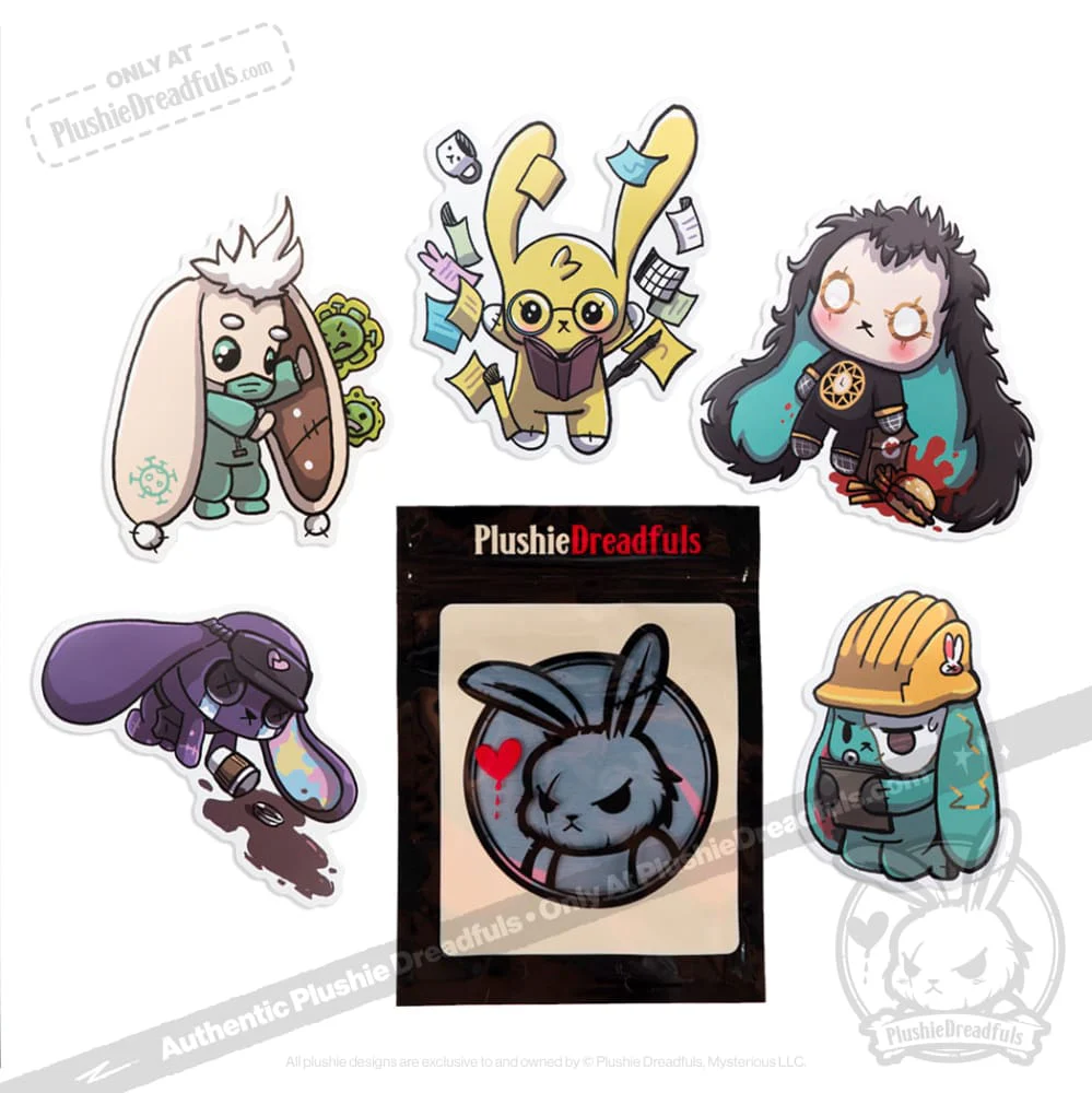 Plushie Dreadfuls Vinyl Sticker Pack Vol. 3 - Buns At Work - Image 4