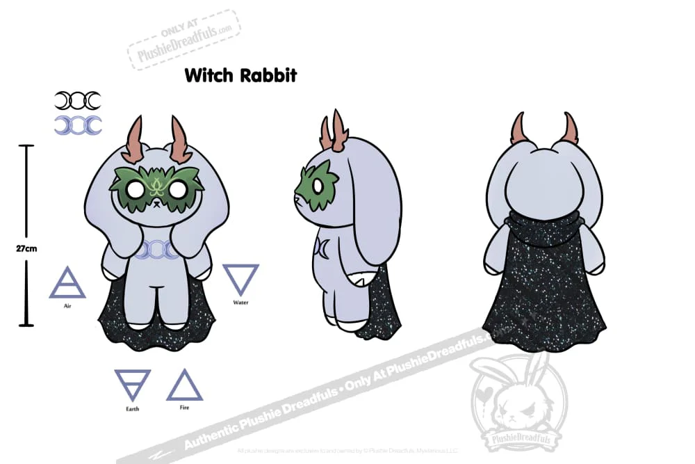 Plushie Dreadfuls - Grey Witch Rabbit - Plush Stuffed Animal - Image 7