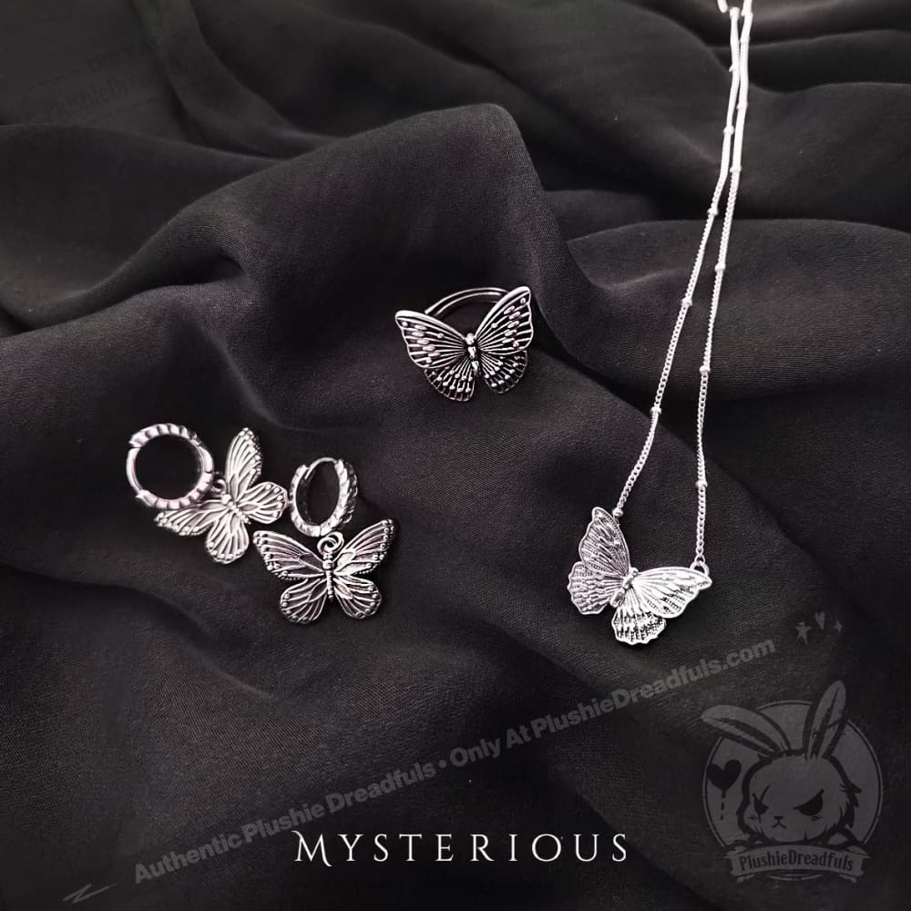 Royal Blue Butterflies Silver Jewelry Set - Image 7