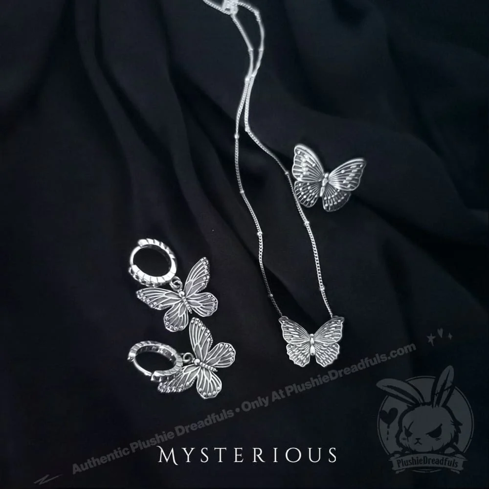 Royal Blue Butterflies Silver Jewelry Set - Image 9